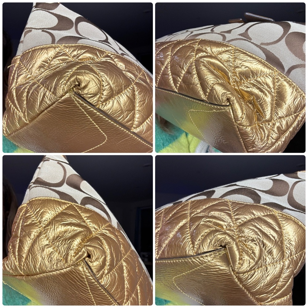 Coach Poppy Signature Quilted Metallic Tote - Picture 12 of 14